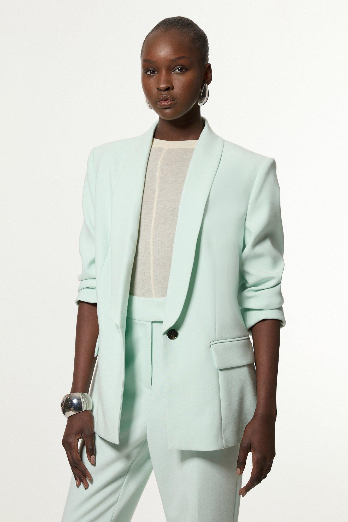 Plus Size Strong Shoulder Single Breasted Blazer | Karen Millen
